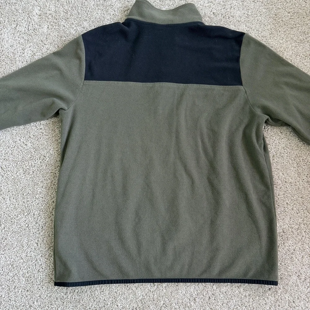 The North Face Jacket Mens Large Green Black Fleece Snap Pullover Logo